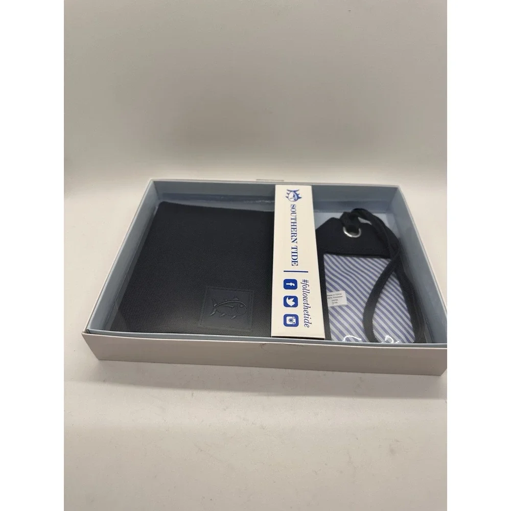 Southern Tide Passport Holder & Luggage Tag‎ Set Navy Blue Stripe Gift Box